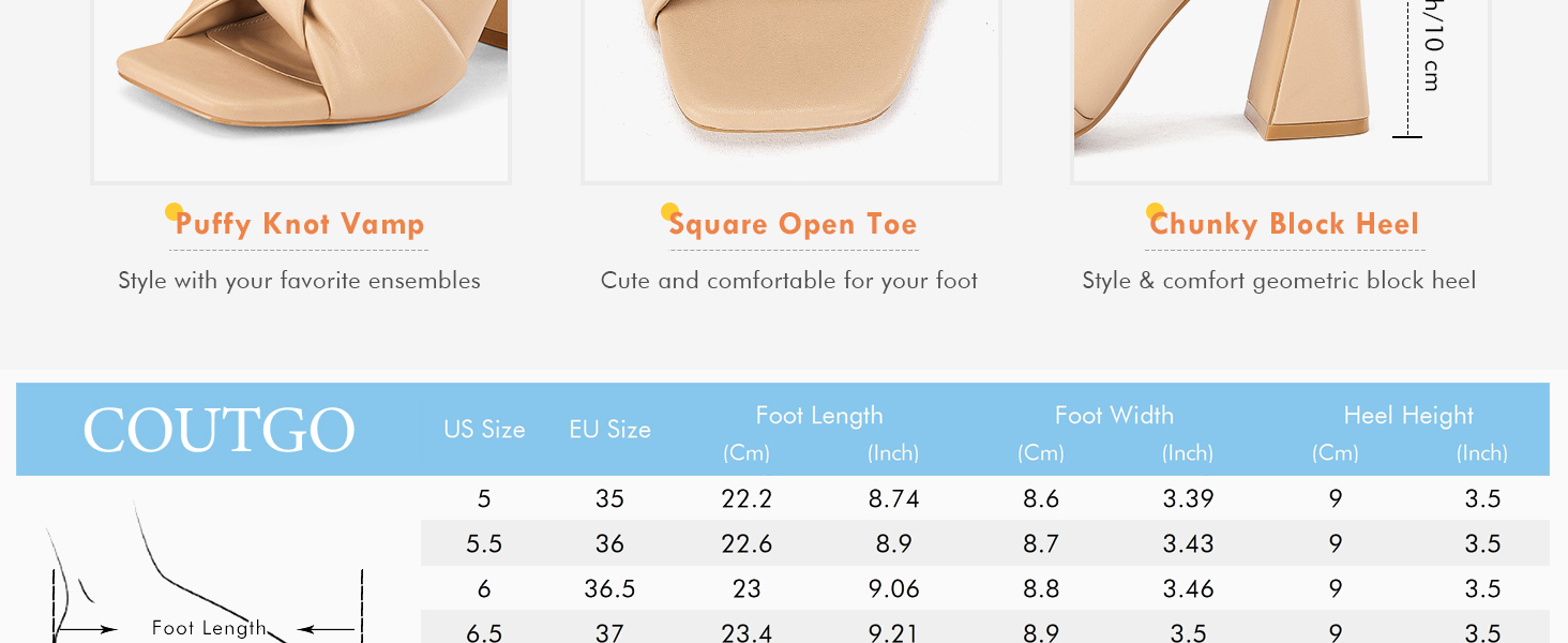 Womens Chunky Heeled Mules Puffy Knot Square Open Toe Slip On Sandals Summer Evening Party Shoes