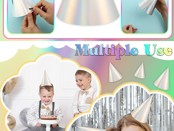 Amazon.com: ZOIIWA 48 Pieces Iridescent Party Hats Rainbow