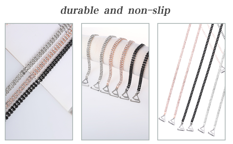Chivalral 3 Pairs Rhinestone Bra Strap Adjustable Bra Shoulder Straps