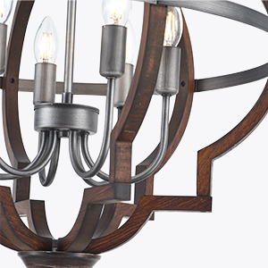 Brown Sliver 6-Light Orb Farmhouse Chandelier