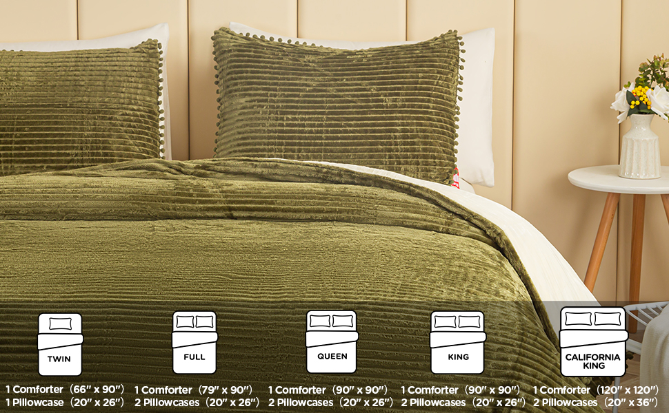 Olive Green Cal King Boho Reversible Oversize Comforter Set