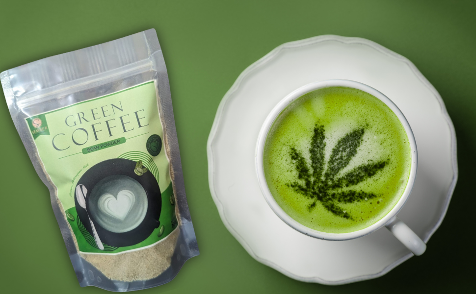 green coffee beans powder with cholor ogenic acid