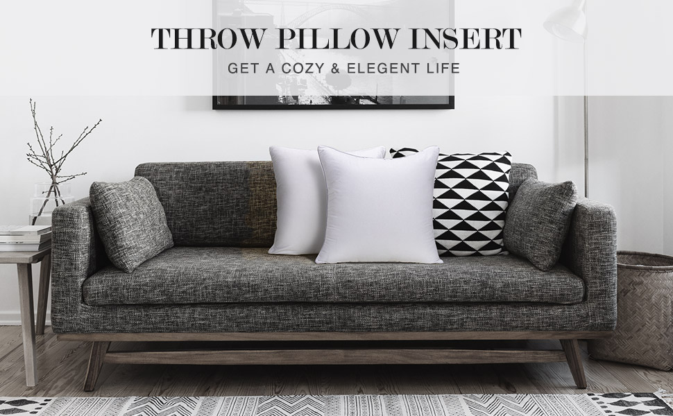 COOKEY Throw Pillow Insert (Pack of 2) 12 x 20 Pillow Inserts for Couch, Sofa, Bed Indoor