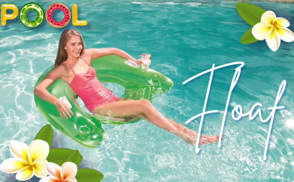 Inflatable ChillOut Lounge Pool Float with Cup Holder for