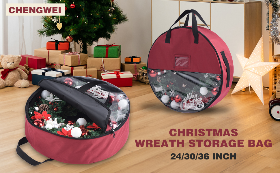 CHENGWEI 600D Christmas Wreath Storage Container 30 Inch