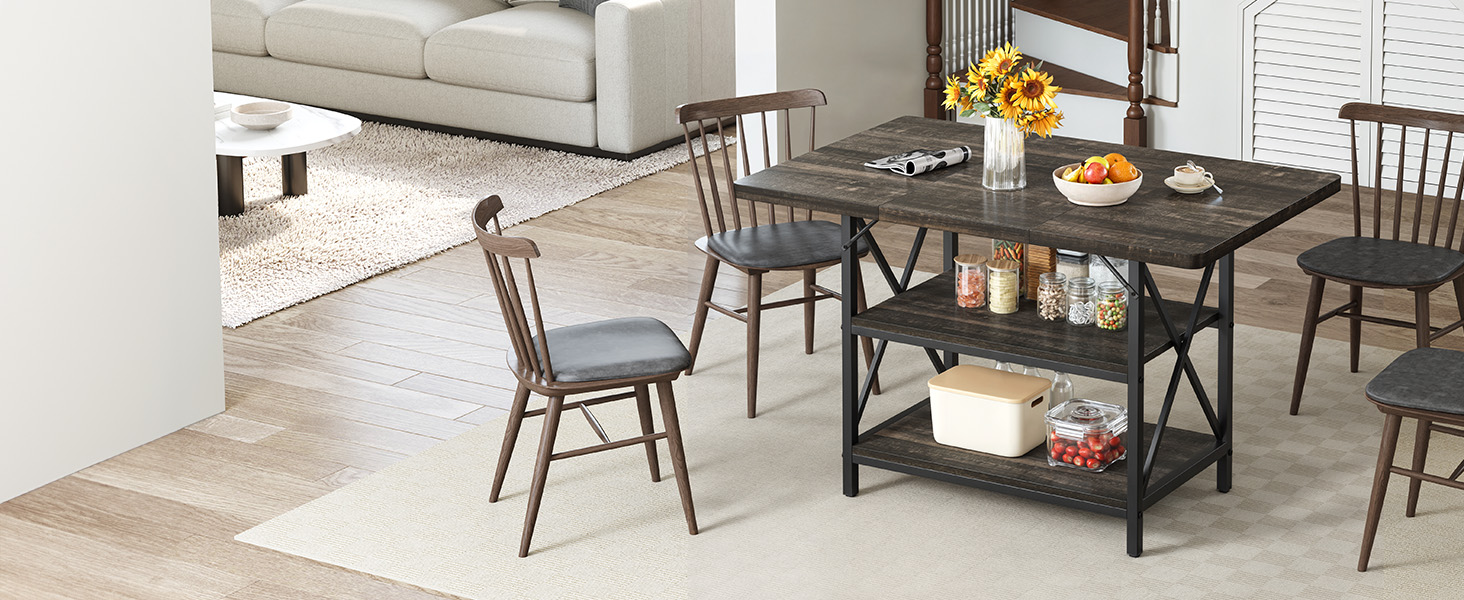 47 Inch Large Kitchen Table with Storage