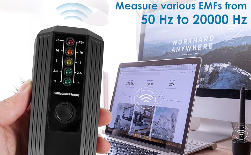 EMF Meter High Accuracy, Field Radiation Detector Battery Powered