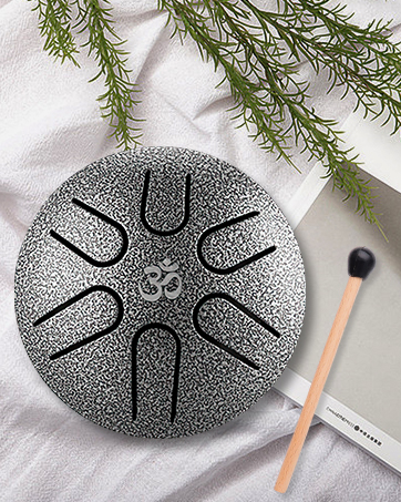 Aedcbaide Buddha Stones Mini Steel Tongue Drum 3 Inch (8cm) 6 Note Tongue Drum with Drumstick,Music Book,Mallet,Steel Drum Balmy Drum UK for Musical Education Concert Yoga Beginners Adult Kids(silver) 20 3 Inch 6 Note Tongue Drum