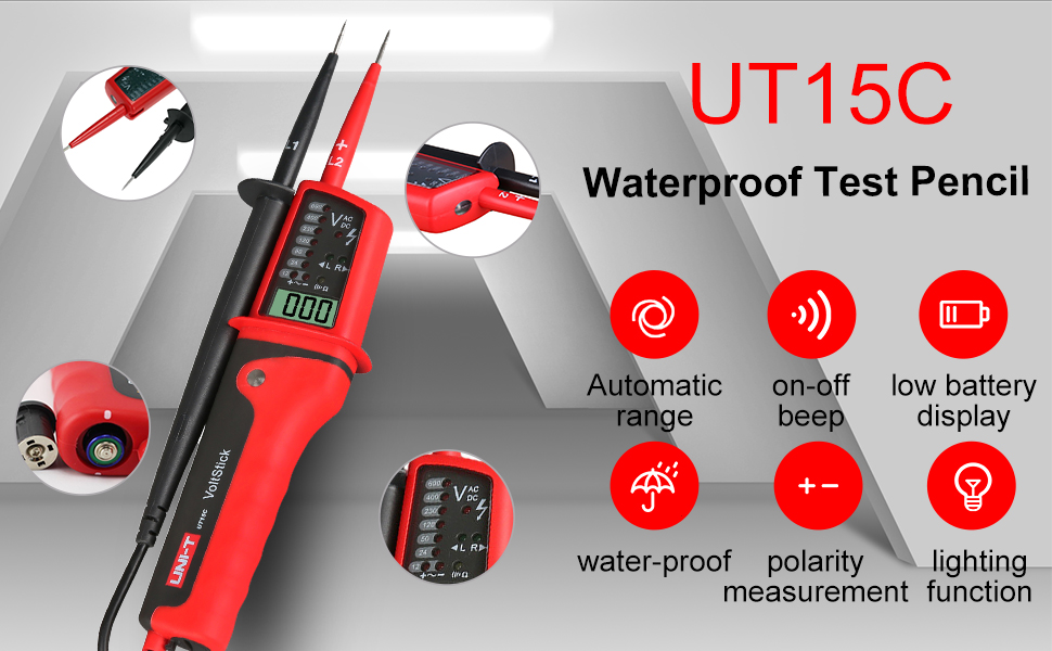 UNIT UT15C Waterproof Digital Voltage Meter 24V690V AC/DC Voltage