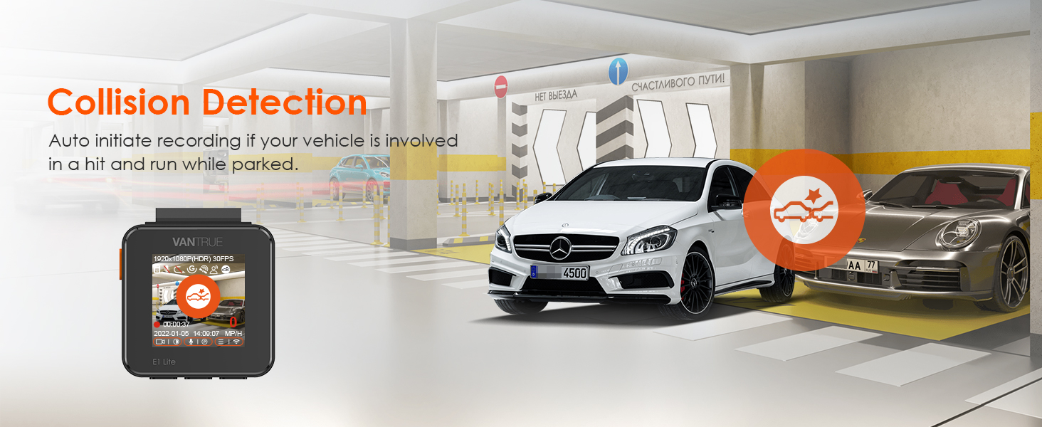 VANTRUE Dash Cam WiFi GPS 1080P HDR Voice Control, E1 Lite Small Mini