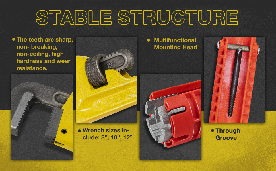 KOTTO Heavy Duty Adjustable Pipe Wrench, Wrench Tool Set for Plumbing