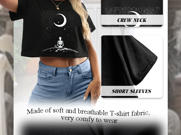 Amazon.com: Avanova Women Skull Skeleton Graphic Crop Top