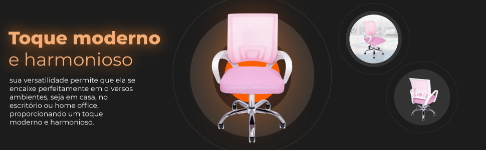  Cadeira de Escritório Begonia Tela Mesh Ergonômica Rosa 