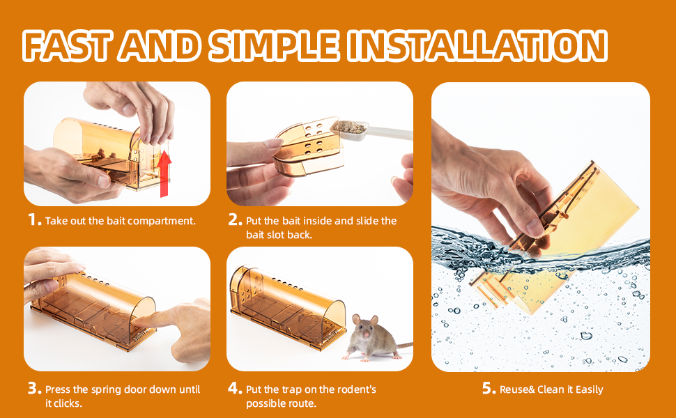 3 Pack Humane Mouse Trap, Reusable Live Mouse Traps Indoor, Catch and
