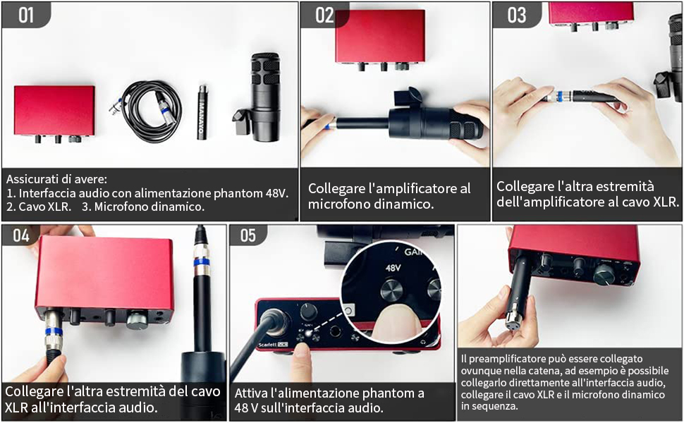 DigiKuber Preamplificatore Microfono in Linea, Microphone Preamps Mic