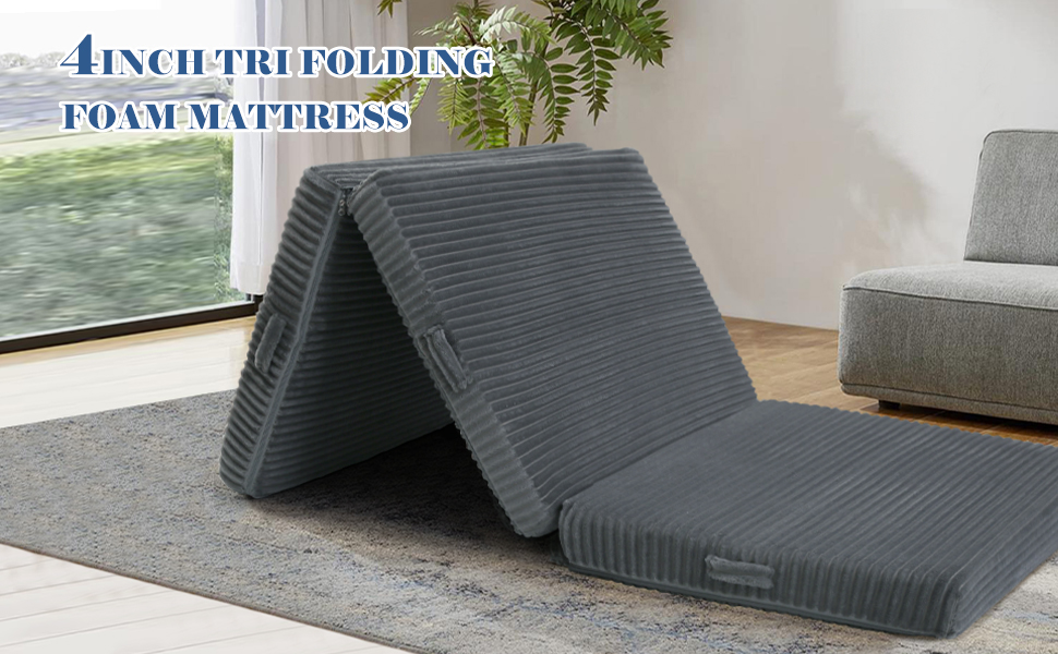 MeMoreCool Tri Folding Mattress Small Single, 10cm Thick High Density