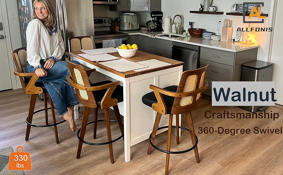 Set of 1 Mid Century Modern Counter Stool 27 inch Swivel