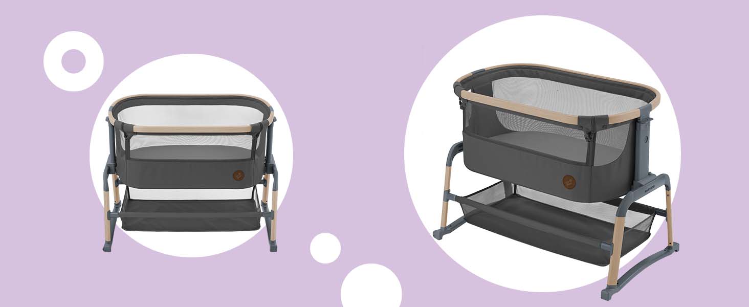 MaxiCosi Iora Air Co Sleeper Crib, AllRound Mesh Baby Bedside Crib, 06 Months (9 kg), Rocking