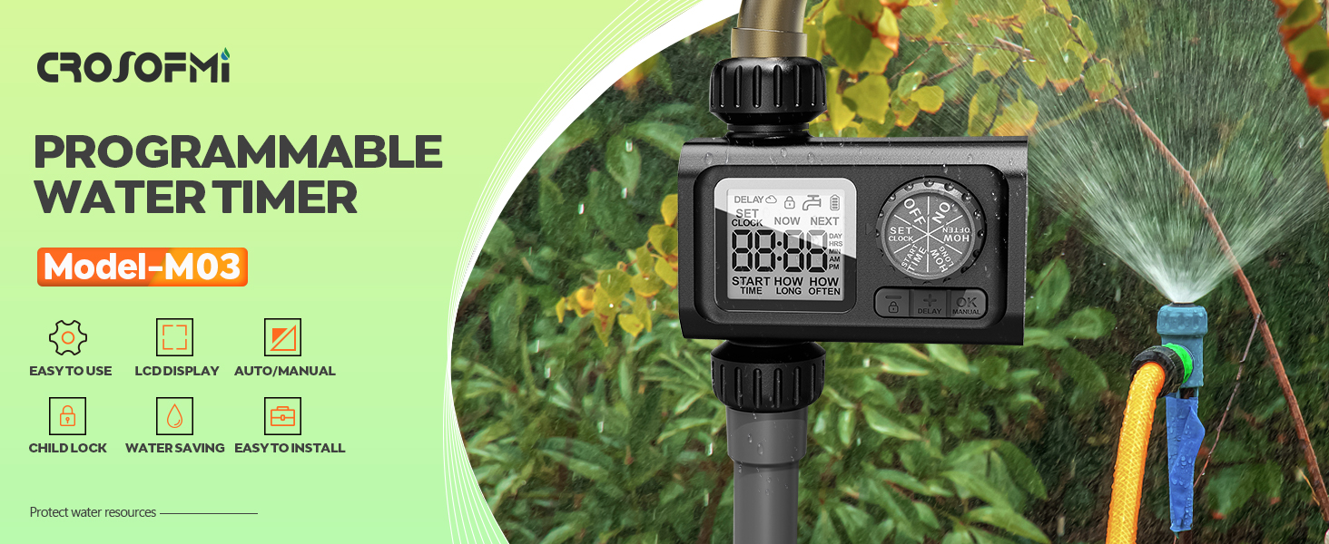 CROSOFMI Water Timer for Irrigation Hose Sprinkler Timer Automatic