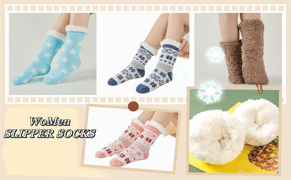 TSANGWAI Womens Slipper Socks Non Slip Fuzzy Socks for