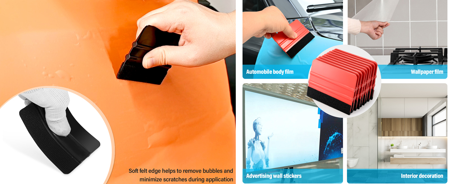 Gomake 20 Pack Vinyl Squeegee with 20PCS Squeegee Felt