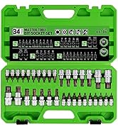 SWANLAKE 34PCS Master TORX Bit Socket Set, Premium S2 Alloy Steel, Solid Star & Tamper Proof T6 ~...