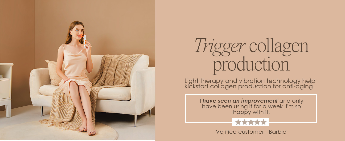 vibrations LED light therapy anti-blemish anti-aging reduce wrinkles collagen boost tightens