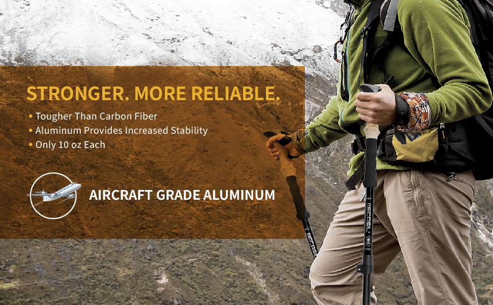 Lightweight trekking poles with cork grip, all-terrain tips, aircraft aluminum, portable design