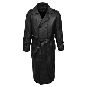 Double Breasted Trench Men's Brown Full-Length Overcoat Real Napa