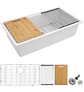 Fulorni 33x19 Granite Composite Kitchen Sink - Undermount Ledge Workstation White Quartz Classic ...