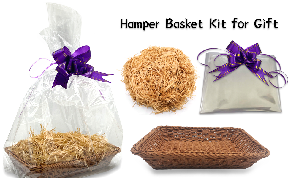 Hamper Basket Kit for Gifts, 1 Piece Basket, 1 Pack Ribbons for Gift