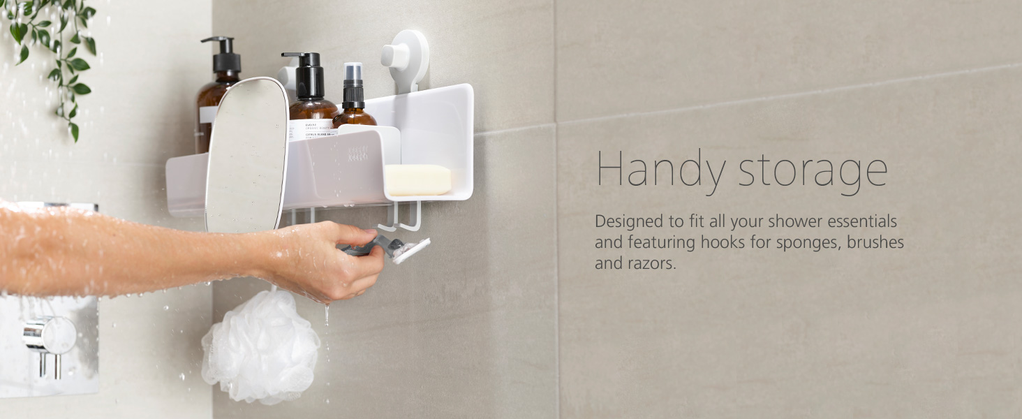 Joseph Joseph EasyStore SelfDraining Corner Shower Caddy with Mirror