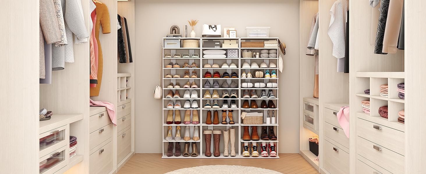 HOMEFORT Double Rows 10 Tiers Shoe Rack