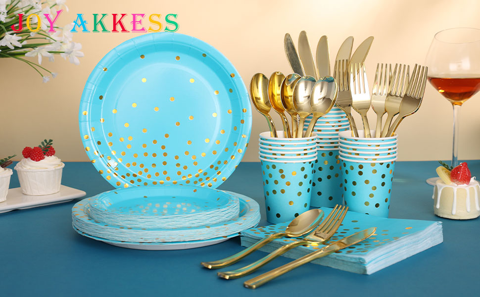 joy akkess 175 Pcs Blue Party Plates Light Blue Plates