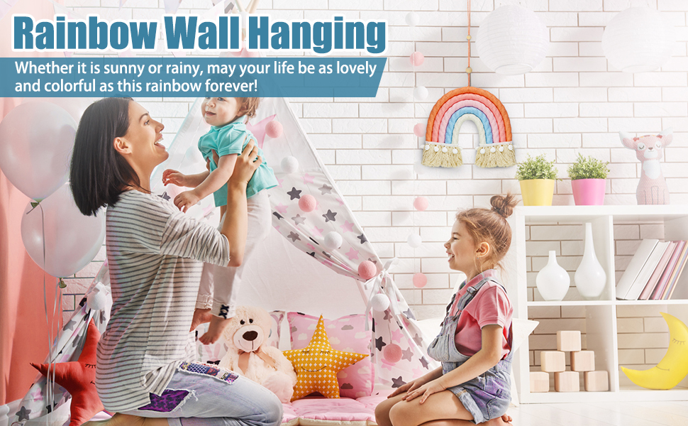 Linkstyle Gewebter Regenbogen Wandbehang