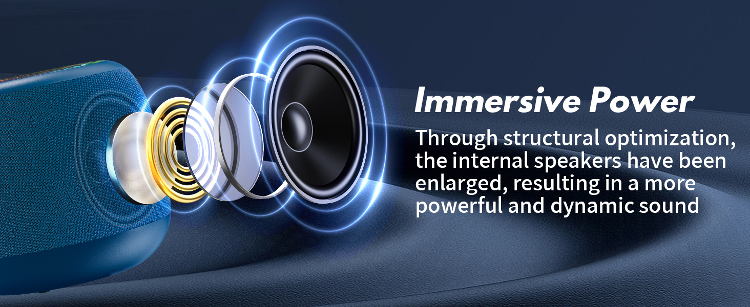 a speaker with a blue background and a white circle that reads : ` ` through strength, the internal and enlarged, red, red, and blue.''