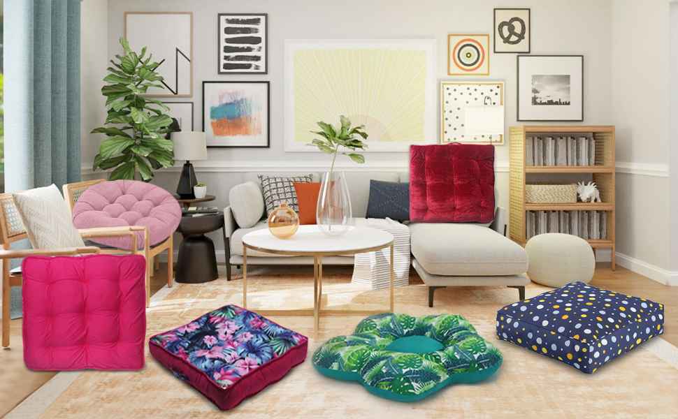 Buy COOZLY Velvet Floor Cushion Yoga Cushion Floor Pillow Plush