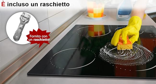 piano cottura vetroceramica 4 fuochi