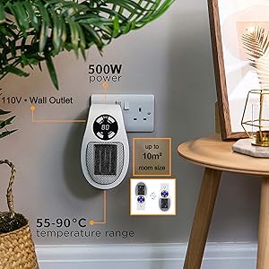 Plug In Heater for Indoor Use 500W Fast Heating Small
