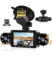 4 Channel Dash Cam Front and Rear Inside Left Right,3” 720P Front and Rear Dash Camera for Cars C...