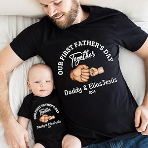 Fist bump dad and baby matching shirt
