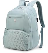 Swissdigital Design Travel Backpack for Women, Teal Blue Simple Modern Laptop College Backpacks f...