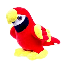Side view of parrot plush toy