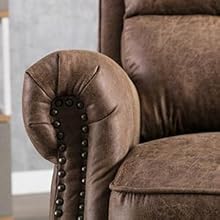 CANMOV Recliner Chair, Arm Chair Push Back Recliner with Rivet Decoration, Cholocate 