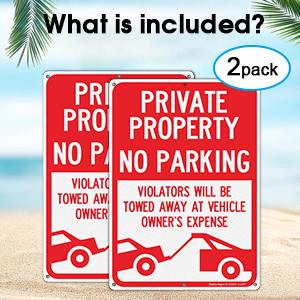 Private Property No Parking - Violators Will Be Towed Away at Vehicle Owner's Expense Sign