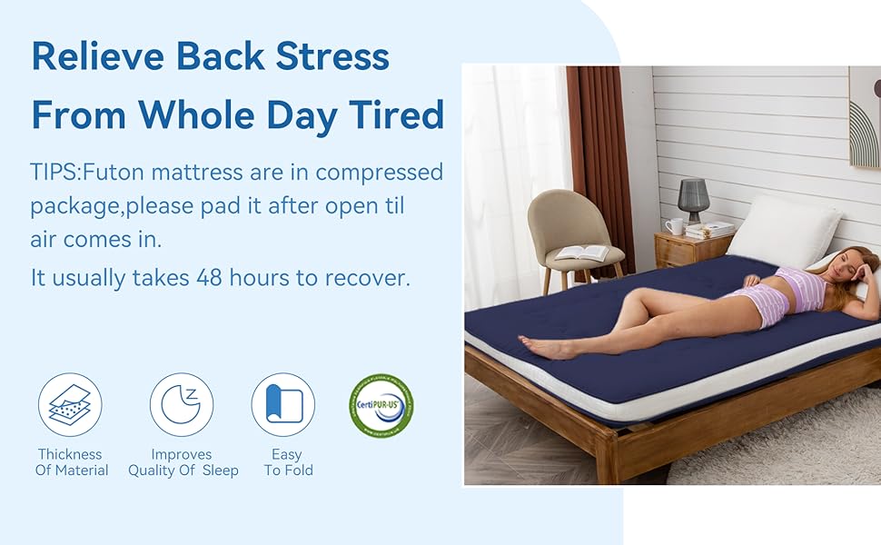Dr.Futon Colchón de futón japonés extra grueso plegable enrollable