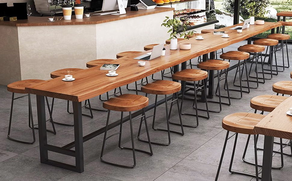 Industrial Bar Table,Solid Wood Bar Height Table Creative Live Edge Dining Table