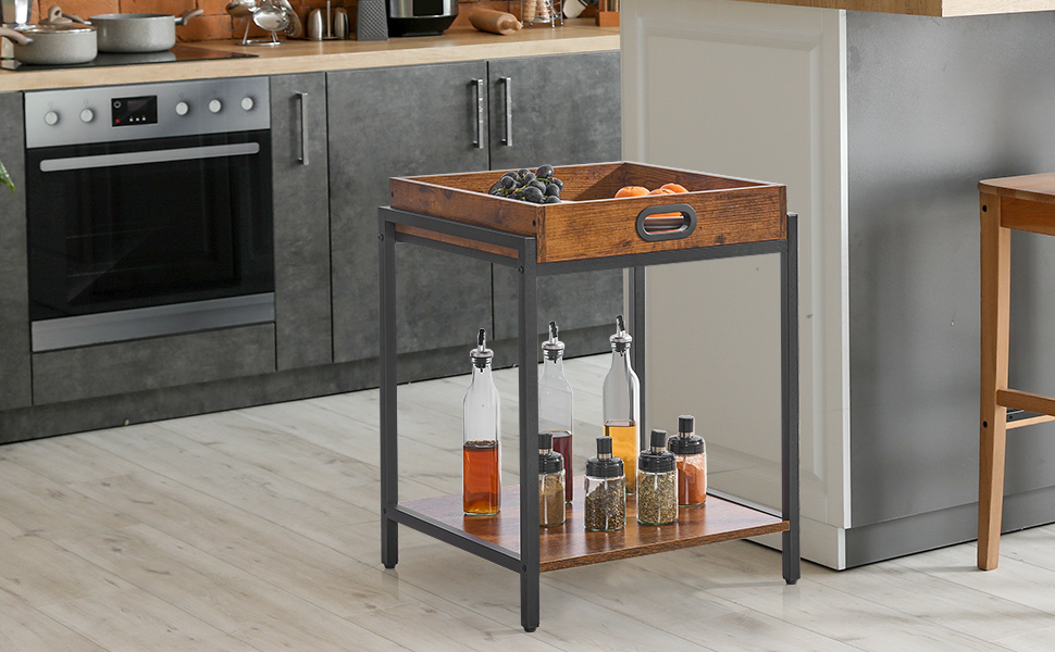 BEWISHOME End Table with Removable Serving Tray, Small Side