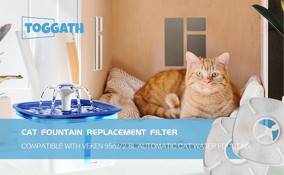 TOGGATH Pet Fountain Replacement Filters Compatible with