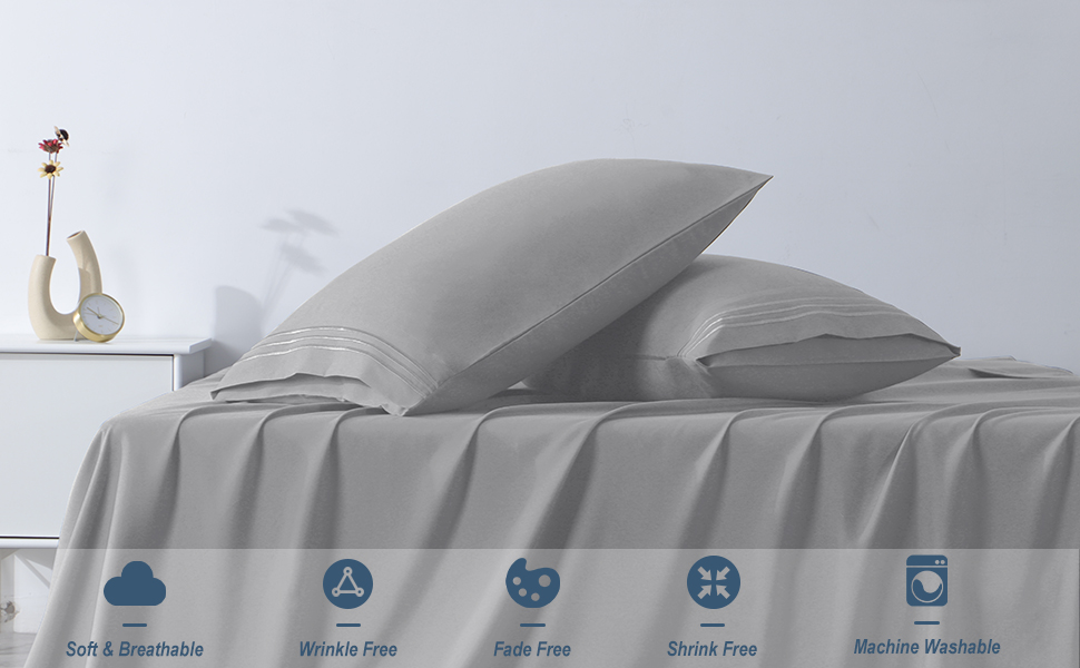 CozyLux Standard/Queen Pillowcase Set of 2 Luxury 1800